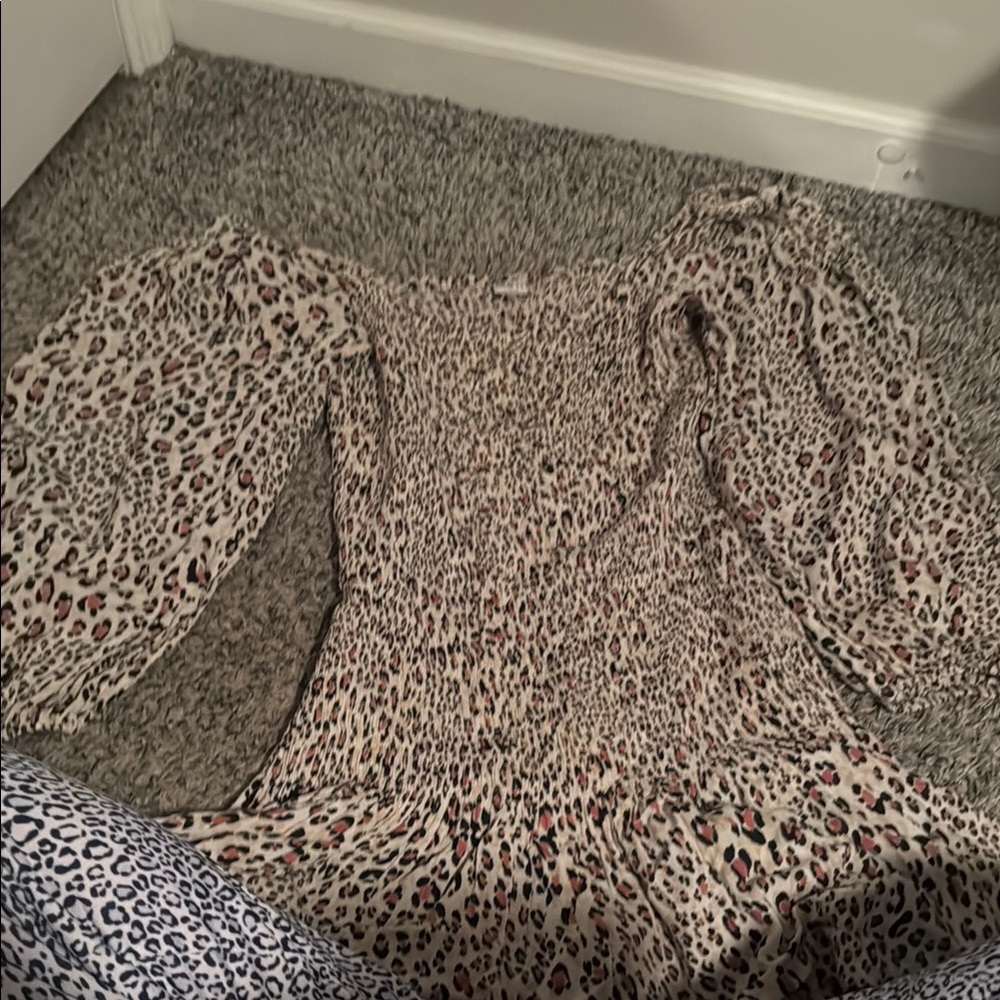 Leopard Print Long Sleeve Dress